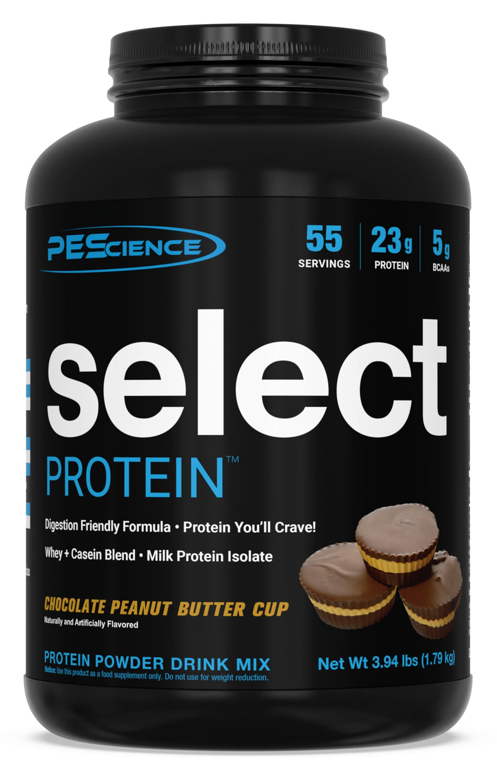 PEScience Select Protein Bottle in chocolate peanut butter cup offering quick, high-protein shakes.