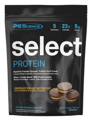 PEScience Select Protein Powder Chocolate Peanut Butter Cup tub for a high-protein shake