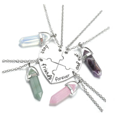 PESOENTH BFF four-piece puzzle heart necklace set for friendship celebration.