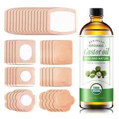 Pexihoap castor oil patch set bottle with organic oil for skin care and everyday use