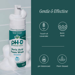 Brand logo on bottle conveys trusted feminine health brand.
