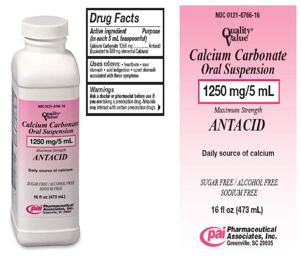 PHARMACEUTICAL ASSOC INC calcium carbonate suspension bottle for easy calcium supplementation.
