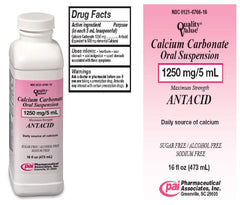 PHARMACEUTICAL ASSOC INC calcium carbonate suspension bottle for easy calcium supplementation.