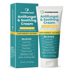 PHARMBANNER antifungal cream tube front for fast relief from itching