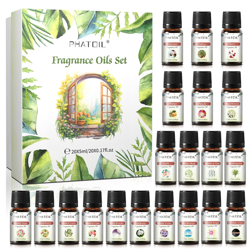 PHATOIL Coconut 20 Pcs Fragrance Oil Set pack shown for gifting and home scenting.