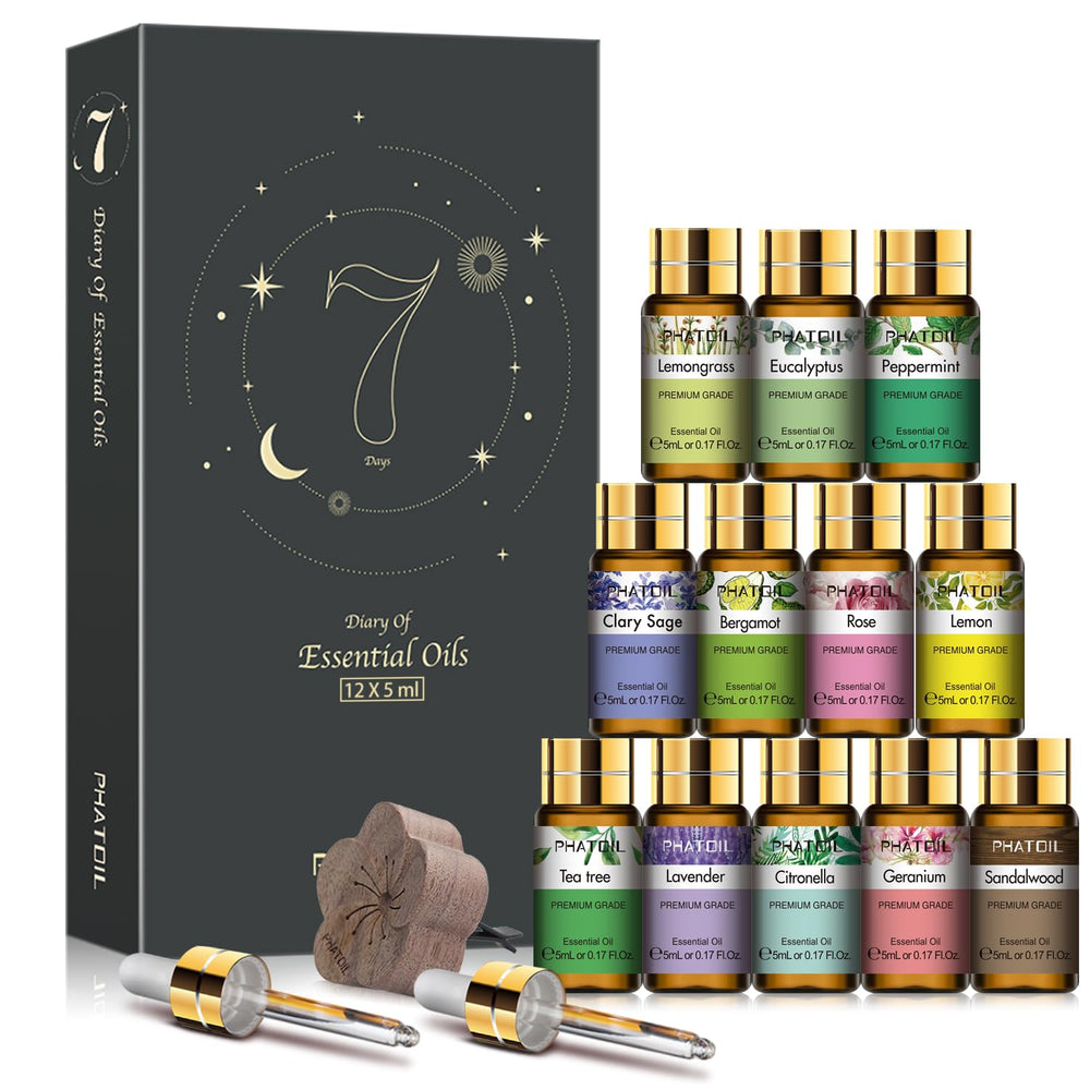 PHATOIL essential oil set with diffused wood packaging for elegant aromatherapy