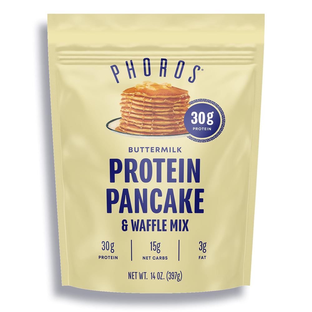Phoros Protein Pancake Mix front package highlights 30g protein per serving