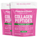 Physician's CHOICE collagen peptides powder bottle with hydrolyzed formula for better absorption.