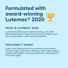 Physician's Choice Eye Health packaging highlights lutein and zeaxanthin benefits.