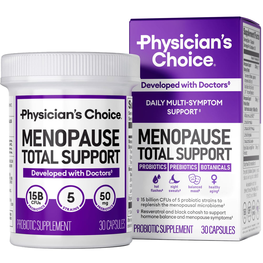 Physician's CHOICE menopause probiotic bottle front view for daily wellness