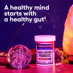 Physician's CHOICE Mood Probiotic capsules shown and easy to swallow