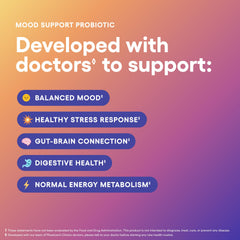 Physician's CHOICE Mood Probiotic label closeup highlights ingredients