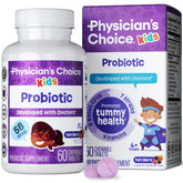 Physician's CHOICE Probiotics for Kids bottle on kitchen counter for daily use