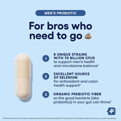 Physician's Choice Probiotics for Men label highlights 70B CFU and 8 strains.