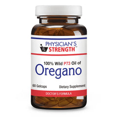 Physician's Strength Wild Oregano Gels bottle showing convenient daily capsules for wellness.