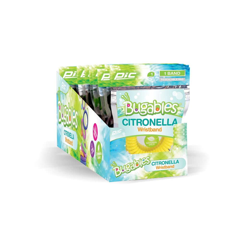PIC Bugables citronella coil wristbands in a resealable pack for easy travel.