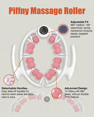 Piffny massage roller with grip handles close-up showing ergonomic design