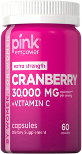 Pink Cranberry Pills women bottle highlights daily wellness support for urinary comfort and vitality.