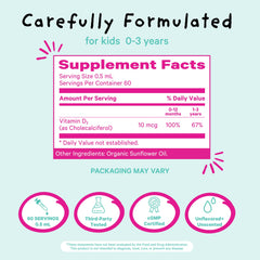 Pink Stork Vitamin D Drops support calcium absorption for stronger bones.
