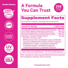 Capsule in hand demonstrates convenient daily use with calming herbal blend.