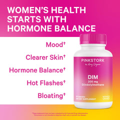 Pink Stork DIM label closeup emphasizing Bioperine for better absorption.