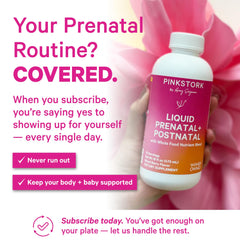 Pink Stork prenatal morning sickness relief liquid for smoother mornings.