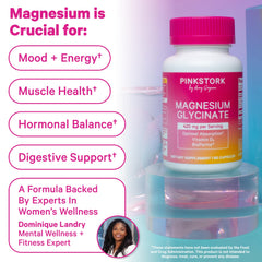 Pink Stork Magnesium Glycinate being poured into a drink for easy daily use