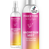 Pink Stork Magnesium Spray Mist bottle ready to use for calm and sleep