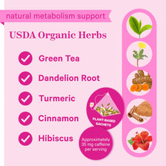 Pink Stork Slim Tea blends ginger and hibiscus for vibrant flavor and digestion.