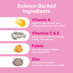 Closeup of berry gummies highlights tasty, convenient beauty support.