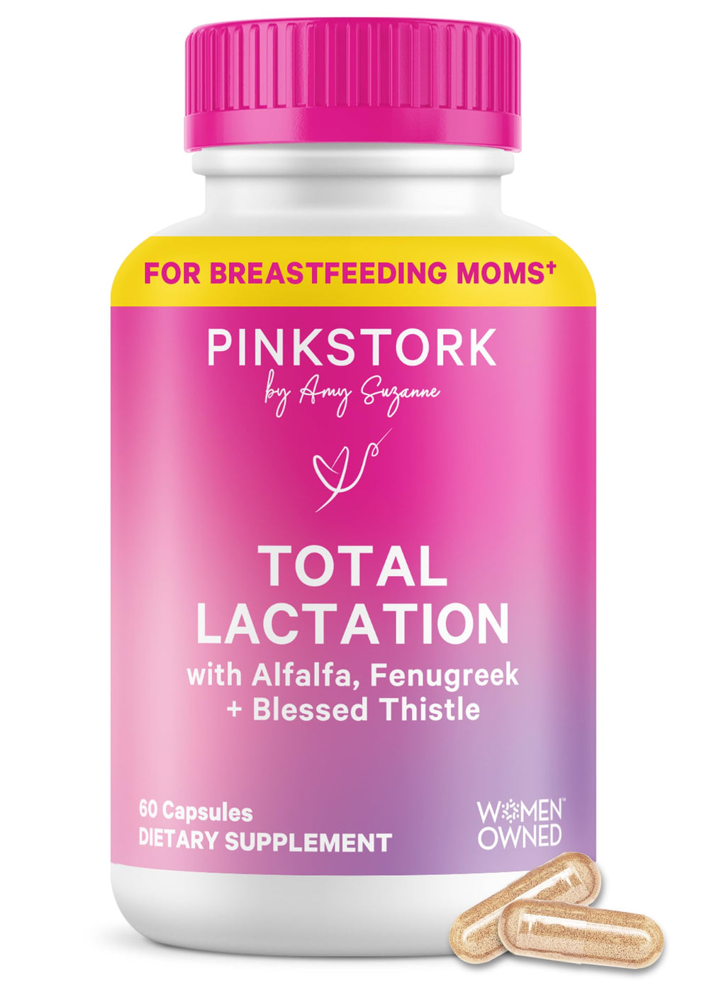 Pink Stork Total Lactation bottle shown for convenient daily use