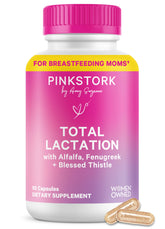 Pink Stork Total Lactation bottle shown for convenient daily use