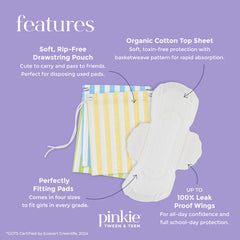 Pinkie Period Starter Pads regular pads with wings for all day confidence