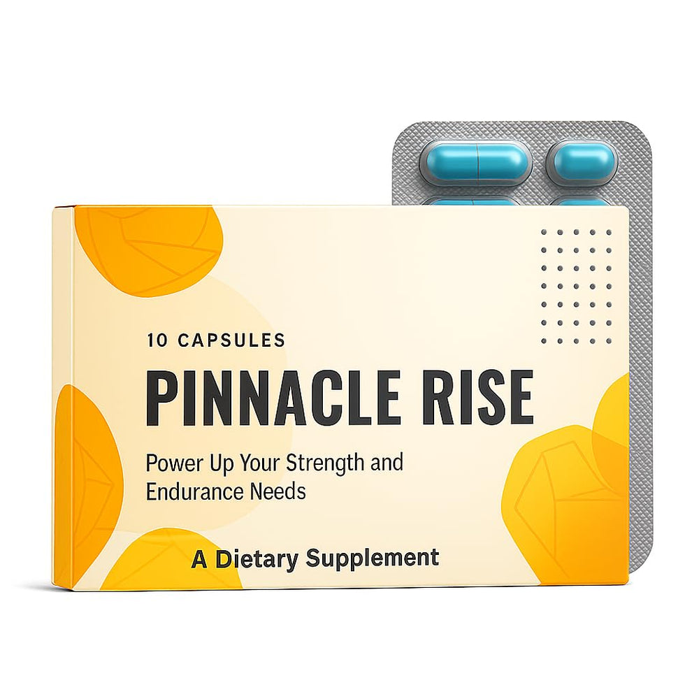 Pinnacle Rise bottle front, highlighting natural vitality support for workouts