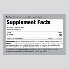 Piping Rock B12 1000 mcg bottle label detail and gluten-free claim