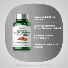 Piping Rock Berberine Cinnamon packaging highlights 2000 mg formula.