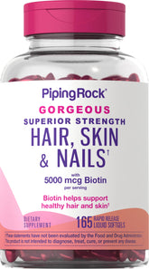 Piping Rock cápsulas suaves para cabello, piel y uñas, uso diario.