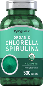 Piping Rock Chlorella Spirulina orgánica: tabletas vegetarianas para apoyo nutricional diario