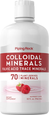 Piping Rock Colloidal Minerals bottle with raspberry flavor for easy daily trace minerals.