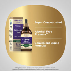 Piping Rock Damiana tincture label emphasizes gluten-free and non-GMO quality.