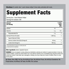 Piping Rock Evening Primrose Oil Softgels 200-pill count for long-term convenience