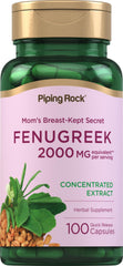 Piping Rock Fenugreek Capsules bottle front, convenient daily supplement.
