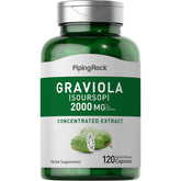 Piping Rock Graviola capsules bottle front, convenient daily supplement.