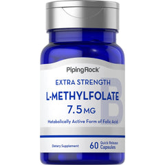 Piping Rock L-Methylfolate bottle with capsules for active folate support