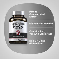 Piping Rock Maca Root Capsules with a glass of water suggests easy daily use.
