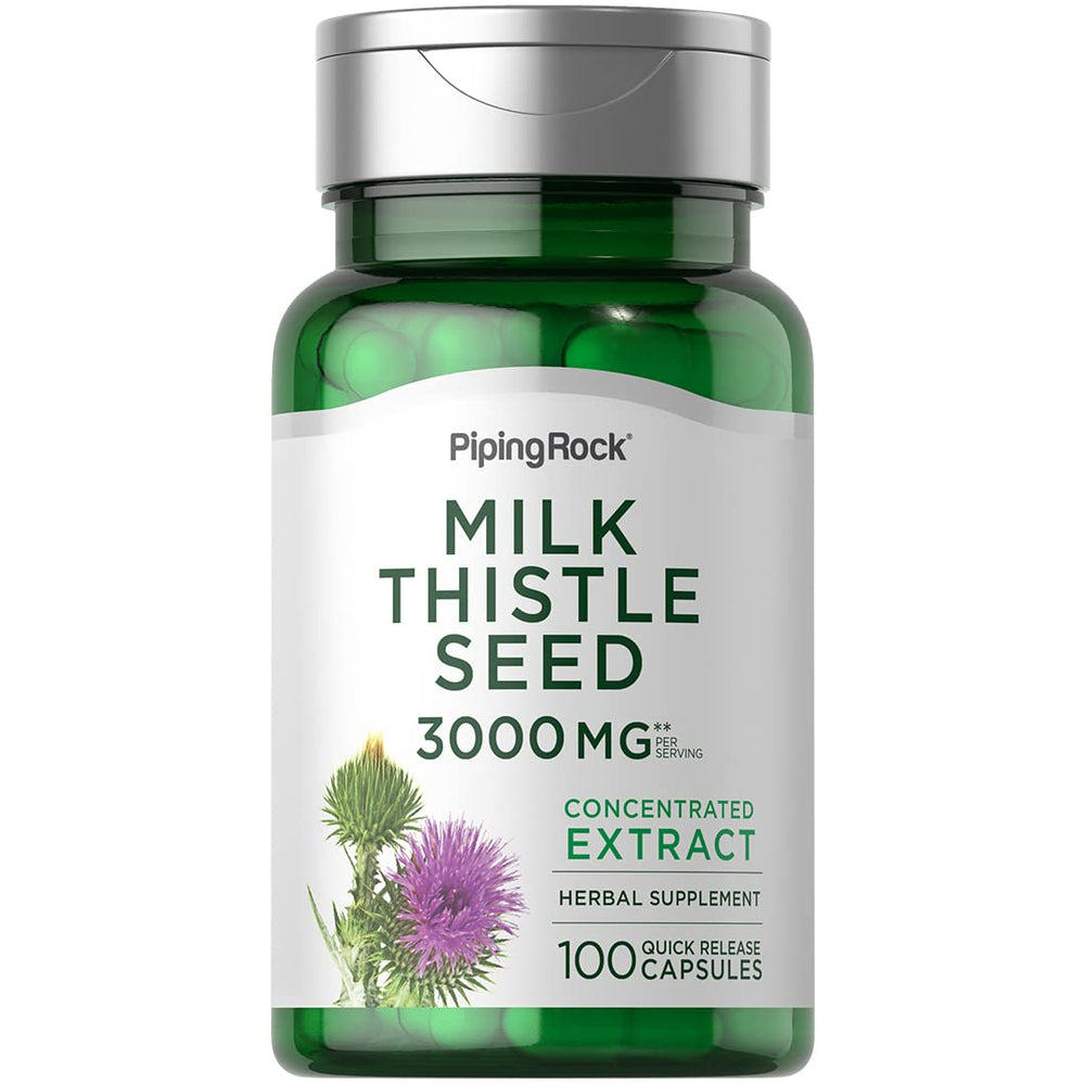 Piping Rock Milk Thistle 3000mg bottle ready for daily wellness routine.