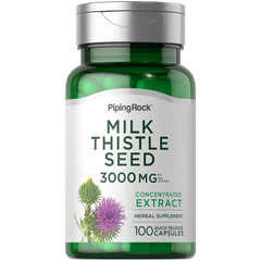 Piping Rock Milk Thistle 3000mg bottle ready for daily wellness routine.