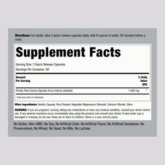 Piping Rock Nopal capsules close-up highlighting easy-to-swallow quick-release capsules.