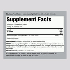 Piping Rock Odorless Garlic Softgels bottle back label shows purity and safety details.