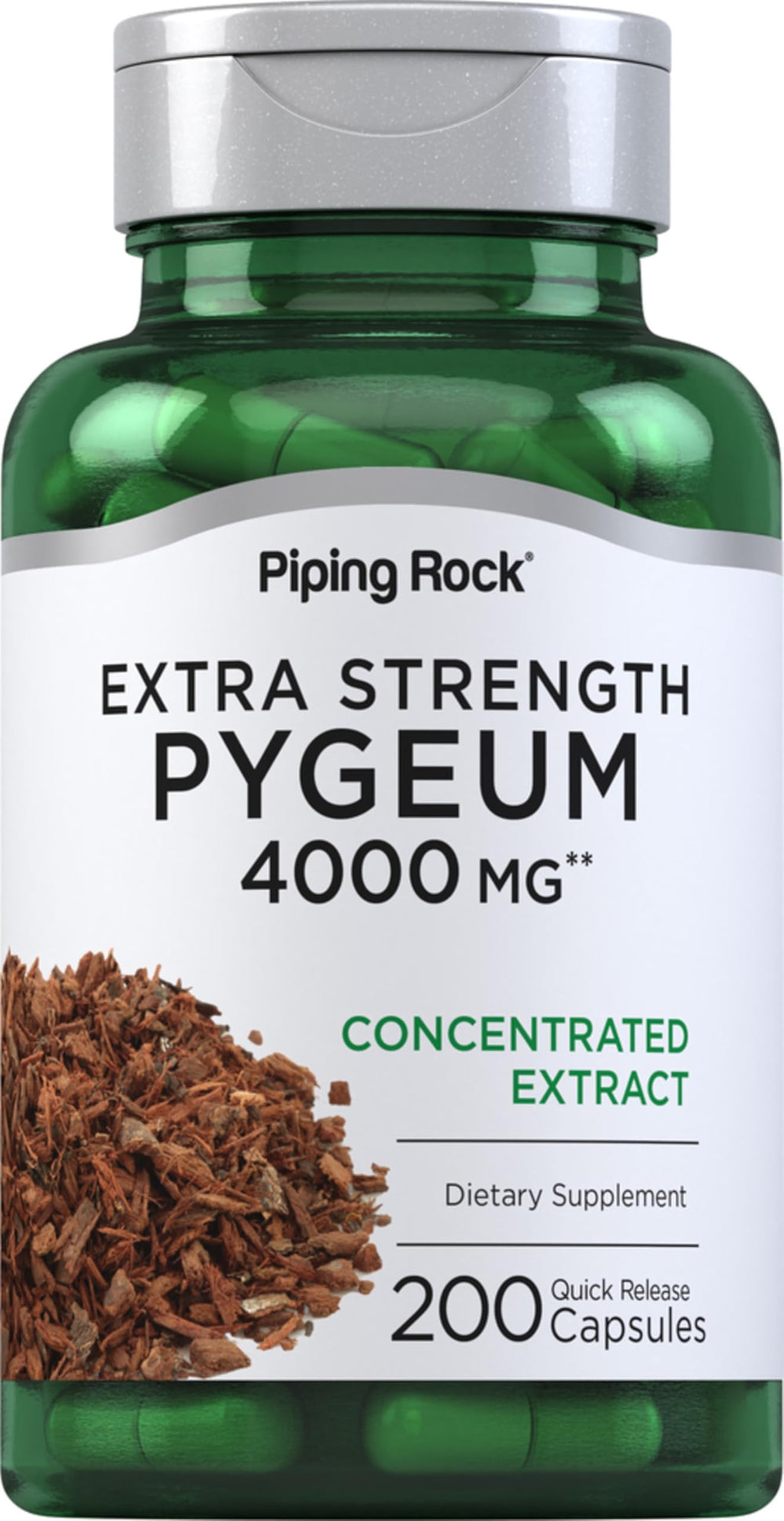 Piping Rock Pygeum 4000 mg bottle with capsules for daily wellness.